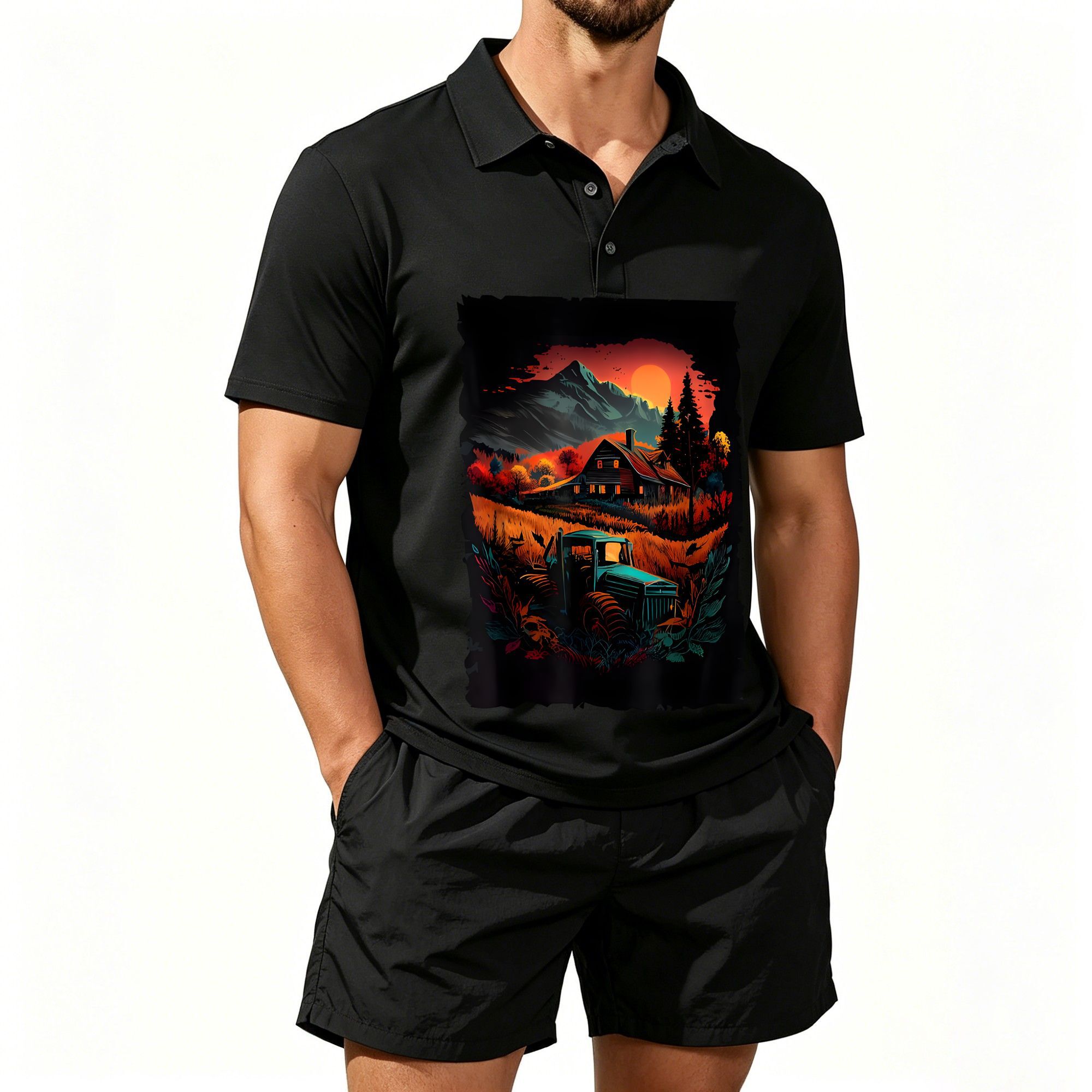Men's Polo Shirt and Beach Sho - Farming A review and price